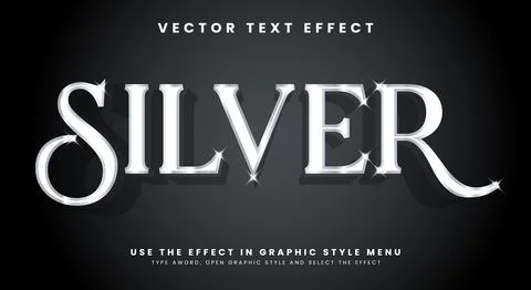 3D Modern Silver futuristic editable text style Stock Illustration