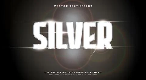 3D Modern Silver futuristic editable text style Stock Illustration