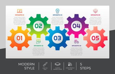 3d modern step infographic vector design with 5 options &amp; colorful style for  스톡 일러스트