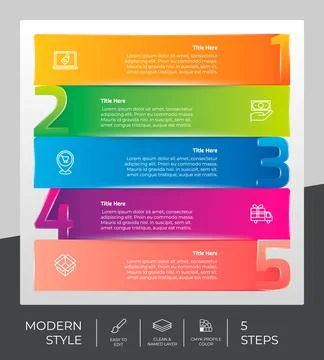 3d modern step infographic vector design with 5 options &amp; colorful style for  스톡 일러스트