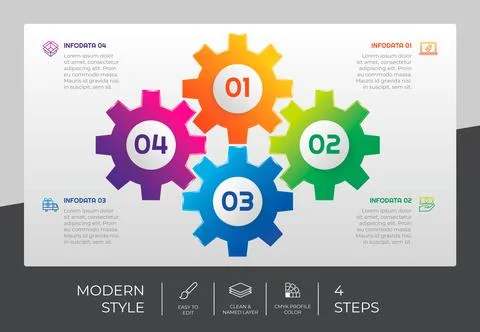 3d modern step infographic vector design with 4 options &amp; colorful style for  Stock Illustration