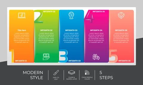 3d modern step infographic vector design with 5 options &amp; colorful style for  Stock Illustration