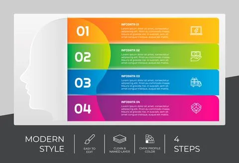 3d modern step infographic vector design with 4 options &amp; colorful style for  스톡 일러스트