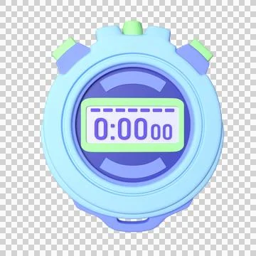 3d modern stopwatch. Chronometer, time counter with dial Illustrazione stock