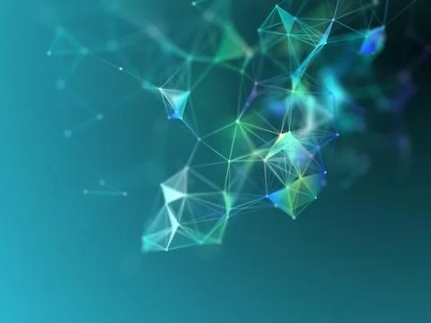 3D modern tech background with low poly plexus design Stock Illustration