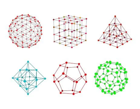 3d Molecular lattice set.Vector colorful illustration. Stock Illustration