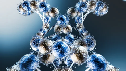 3D Molecular Structure Glass Spheres Rotating Abstract Science Background 4K Stock Footage 346285834