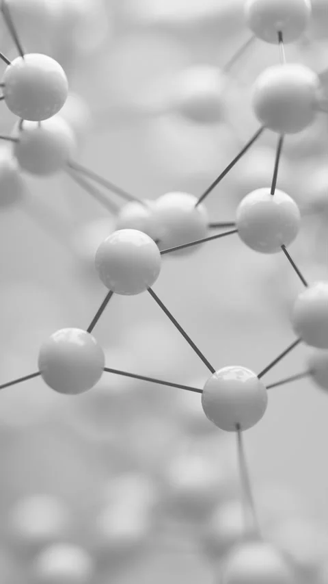 3D molecular structure with glossy white spheres and rods. Stock Footage 314839089