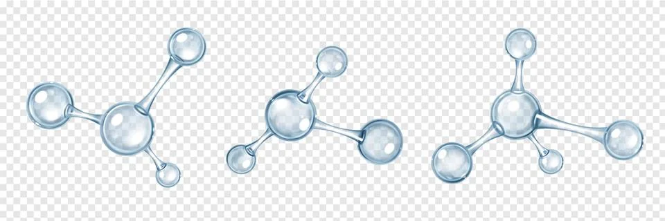 3D molecular structure, transparent glass atoms Stock Illustration