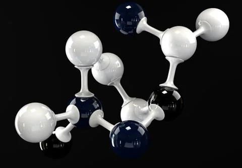 A 3d molecule on a black background Stock Illustration