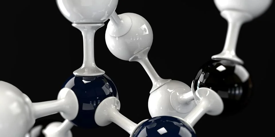 A 3d molecule on a black background Stock Illustration