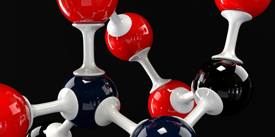 A 3d molecule on a black background Stock Illustration