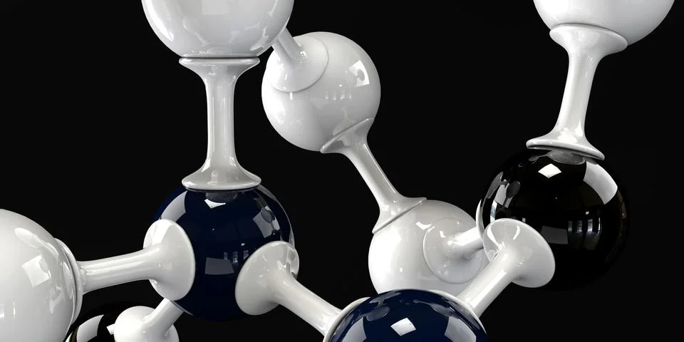 A 3d molecule on a blackbackground Stock Illustration