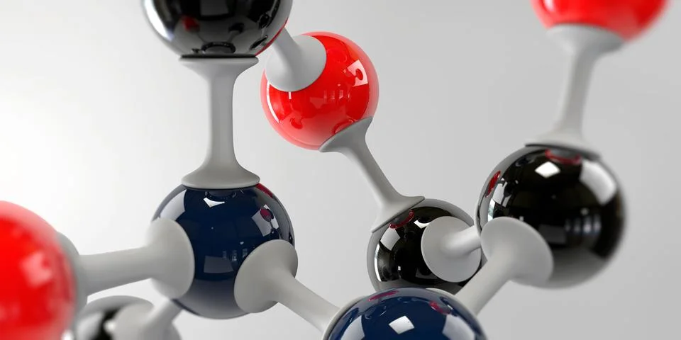 A 3d molecule on a grey background Stock Illustration