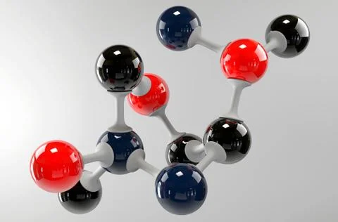 A 3d molecule on a grey background Stock Illustration