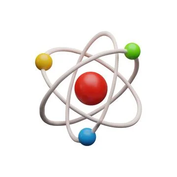 3D molecule structure, vector atom, orbital electrons, nuclear energy, physics Stock Illustration