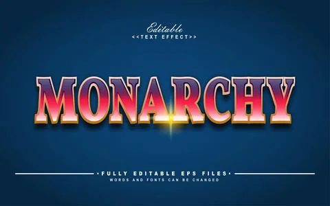 3d monarchy  text effect Stock Illustration