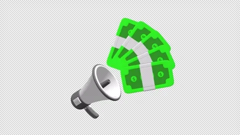 3D Money Bundle Megaphone Icon Video stock 341675054