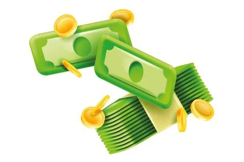 3D money icon, vector dollar cash bill financial cartoon illustration Stock Illustration