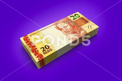 3d Money notes of 20 reais PSD Template