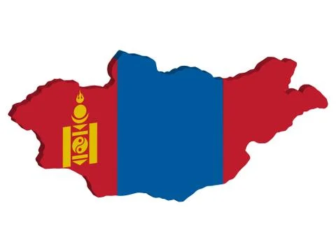 3D Mongolia Map Flag Vector illustration Eps 10 Stock Illustration