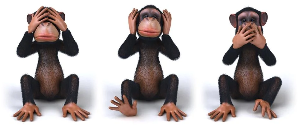 3D monkey character Illustrazione stock