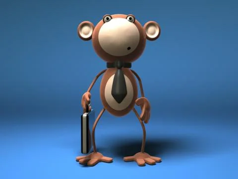 3D monkey character Illustrazione stock