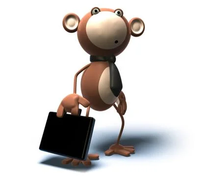 3D monkey character Illustrazione stock