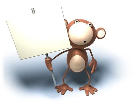 3D monkey character Illustrazione stock