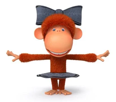 The 3D monkey dances Stock Illustration