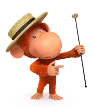 3d monkey dances a step Stock Illustration