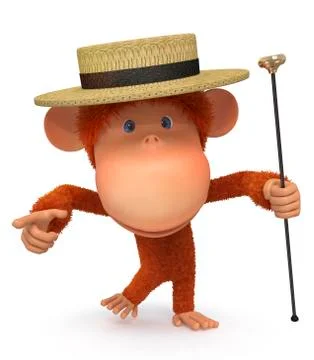 3d monkey dances a step Stock Illustration