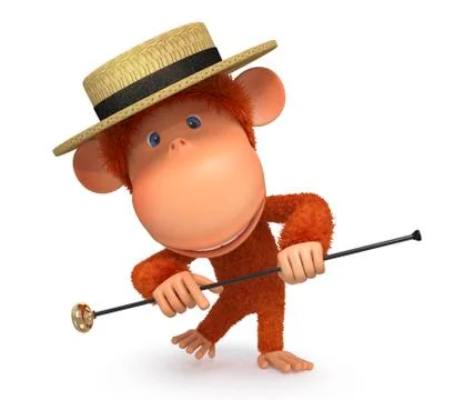 3d monkey dances a step Stock Illustration