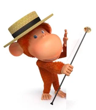 3d monkey dances a step Stock Illustration