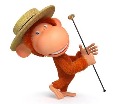 3d monkey dances a step Stock Illustration