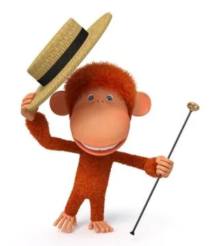 3d monkey dances a step Stock Illustration