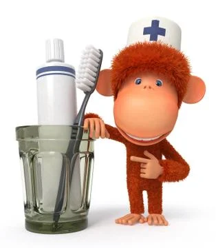 3d monkey doctor Stock Illustration