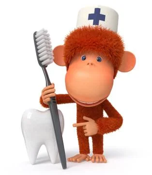 3d monkey doctor Stock Illustration