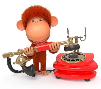 3d monkey with phone Stock Illustration