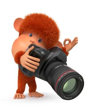 3d monkey photographer Stock Illustration