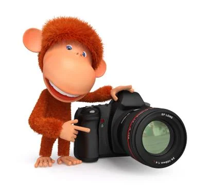 3d monkey photographer Stock Illustration