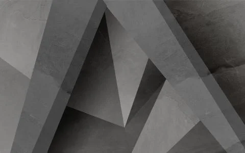 3d monochrome illustration, polygonal pattern, cracked elements Stock Illustration