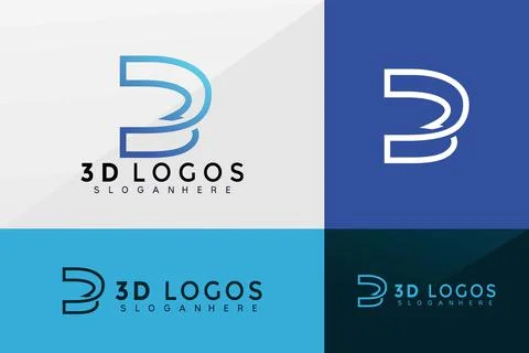 3D Monogram logo vector, Brand Identity logo design, modern logo, Logo Design Ilustração Stock