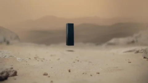 A 3d monolith in a desert in the afternoon Stock Footage 274638258