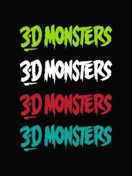 3D Monsters horror font text design.Vector design.Isolated on black backgroun Stock Illustration