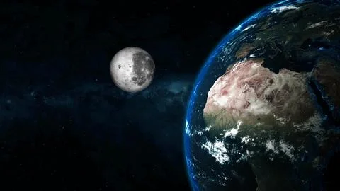 3d moon earth planet view on space 스톡 일러스트