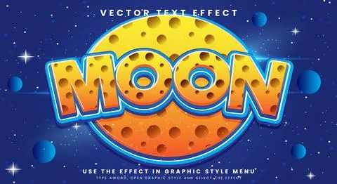 3D Moon editable text effect Template Ilustração Stock