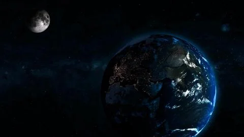 3d moon planet earth space view 스톡 일러스트