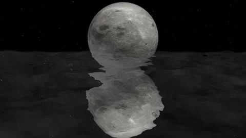 3D moon reflection in the water animation. Moon with stars in back. 4K Stock Footage 274193638