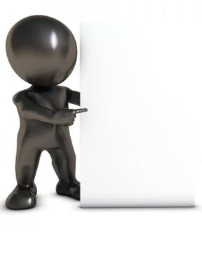3D Morph Man with blank sign Illustrazione stock
